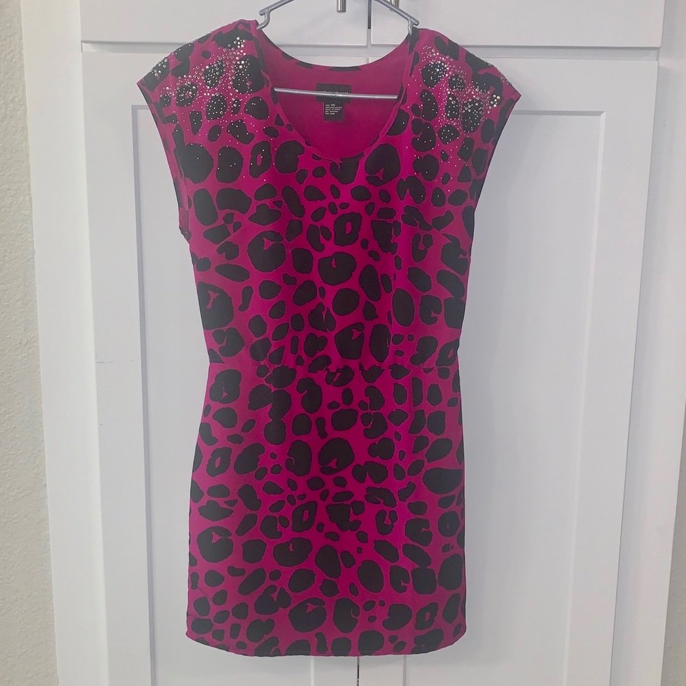Central Park Dress Magenta Leopard